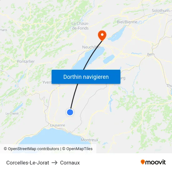 Corcelles-Le-Jorat to Cornaux map