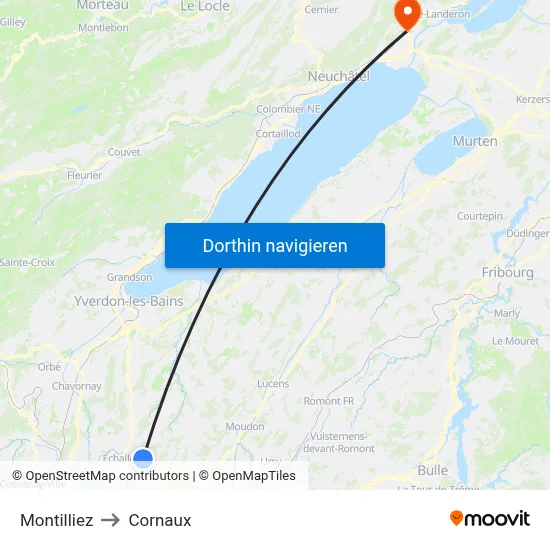Montilliez to Cornaux map
