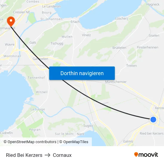 Ried Bei Kerzers to Cornaux map