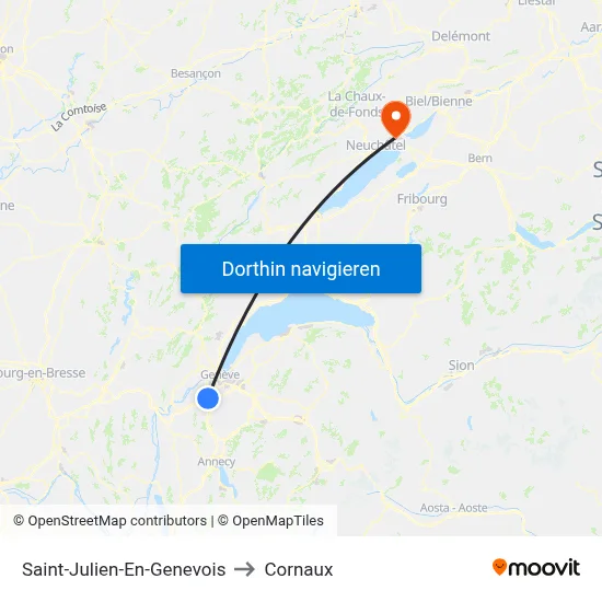 Saint-Julien-En-Genevois to Cornaux map