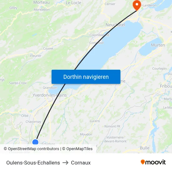 Oulens-Sous-Echallens to Cornaux map