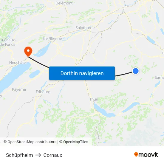 Schüpfheim to Cornaux map