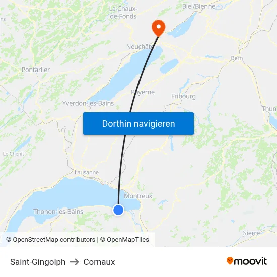Saint-Gingolph to Cornaux map