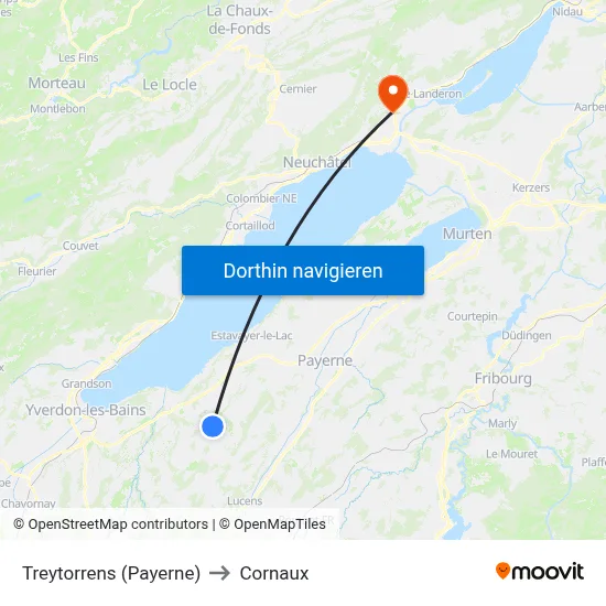 Treytorrens (Payerne) to Cornaux map
