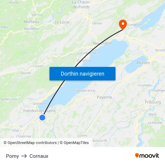 Pomy to Cornaux map