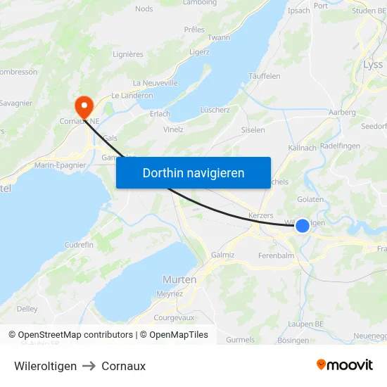 Wileroltigen to Cornaux map