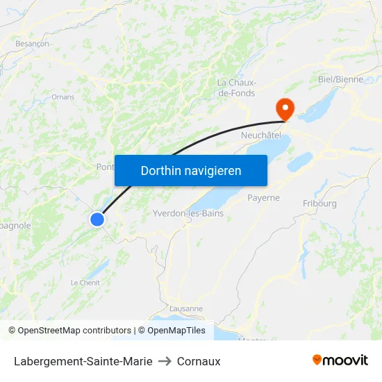 Labergement-Sainte-Marie to Cornaux map