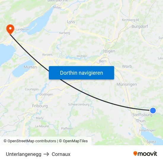 Unterlangenegg to Cornaux map