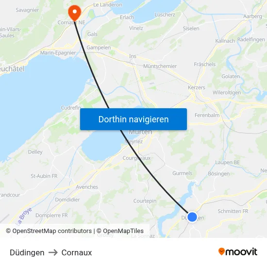 Düdingen to Cornaux map