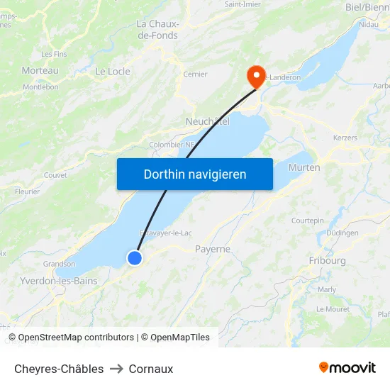 Cheyres-Châbles to Cornaux map