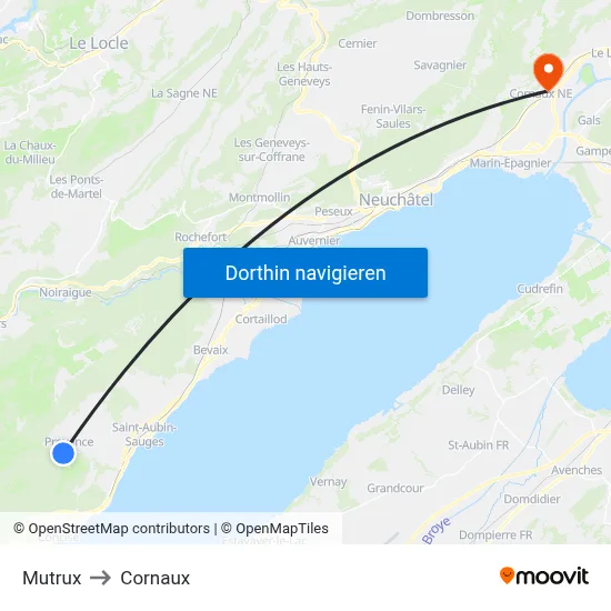Mutrux to Cornaux map