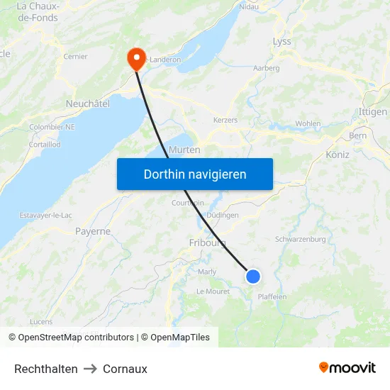 Rechthalten to Cornaux map