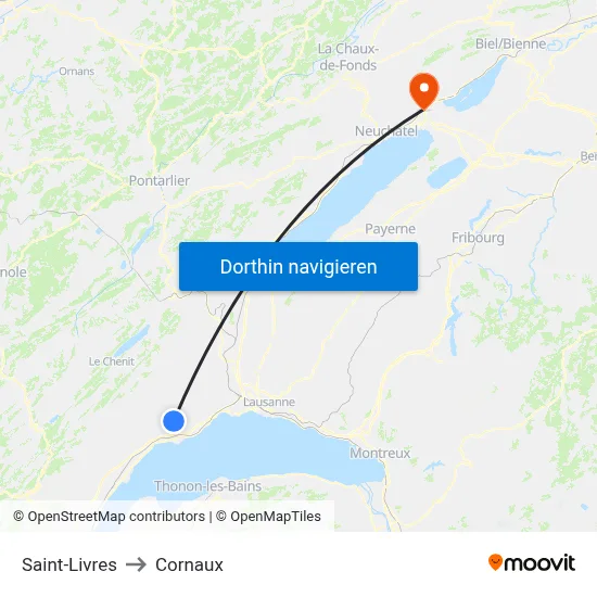 Saint-Livres to Cornaux map