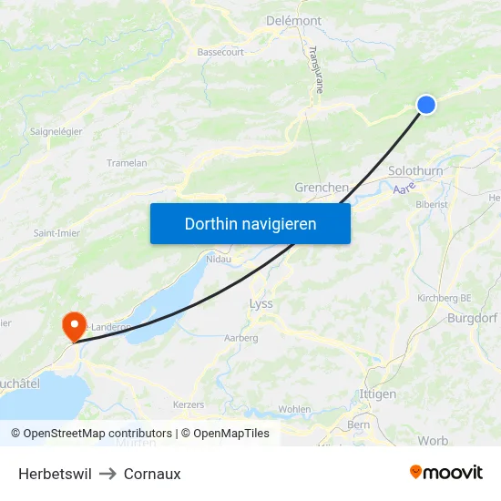 Herbetswil to Cornaux map