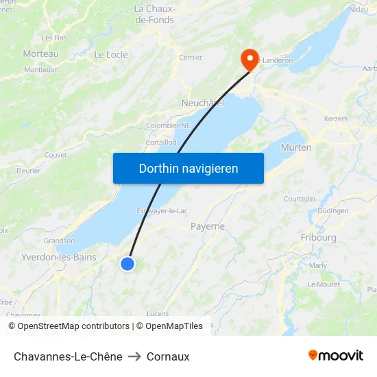 Chavannes-Le-Chêne to Cornaux map
