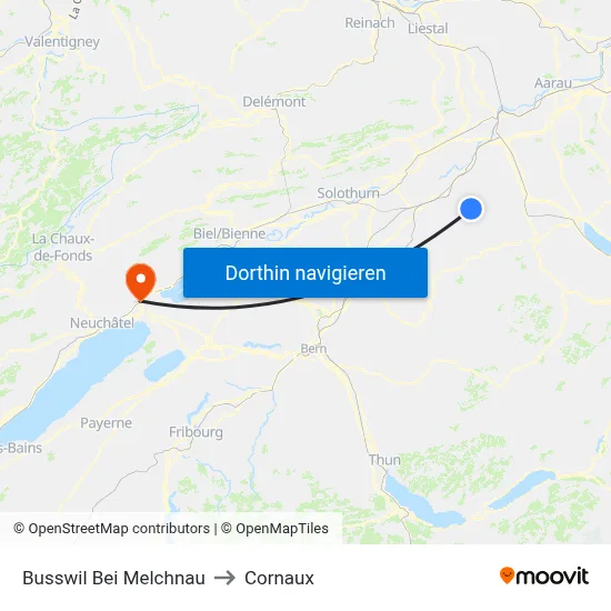 Busswil Bei Melchnau to Cornaux map