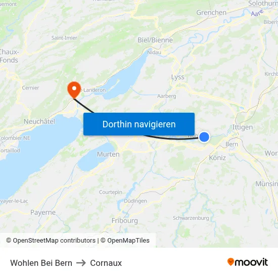 Wohlen Bei Bern to Cornaux map