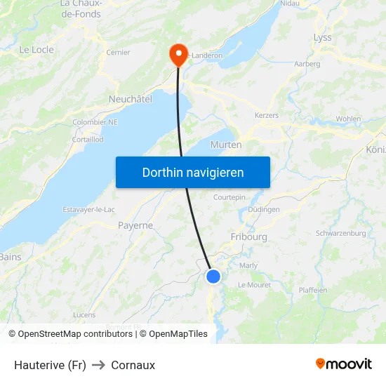 Hauterive (Fr) to Cornaux map