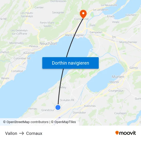 Vallon to Cornaux map