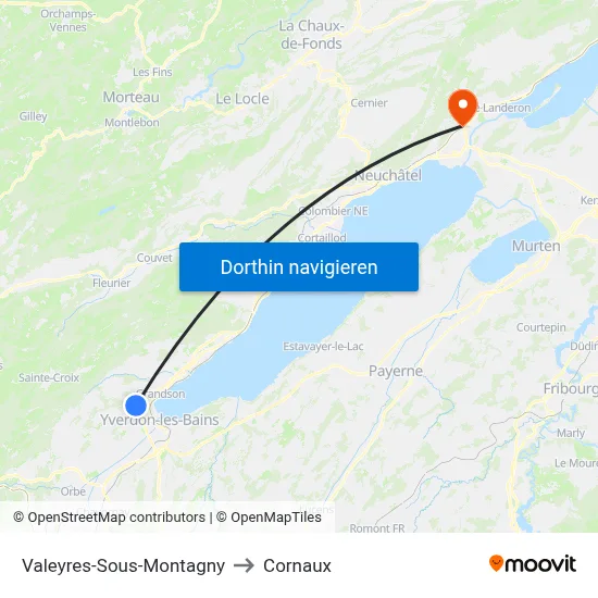 Valeyres-Sous-Montagny to Cornaux map