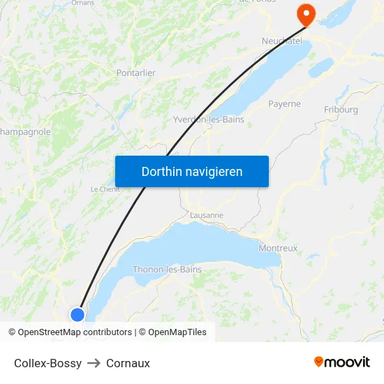 Collex-Bossy to Cornaux map