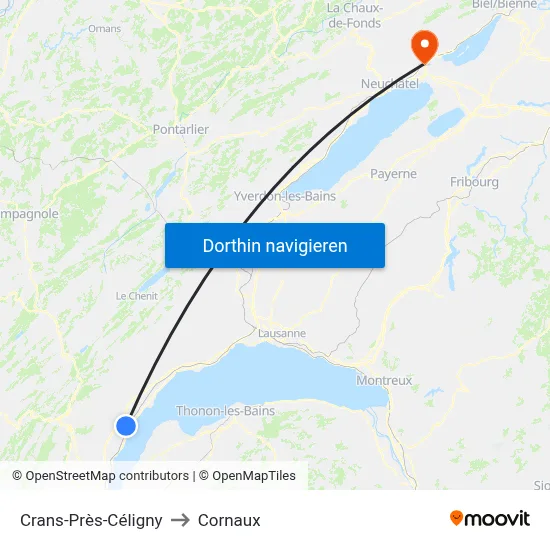 Crans-Près-Céligny to Cornaux map