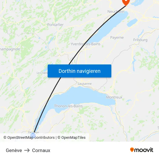 Genève to Cornaux map