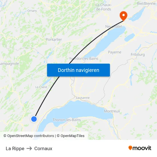 La Rippe to Cornaux map