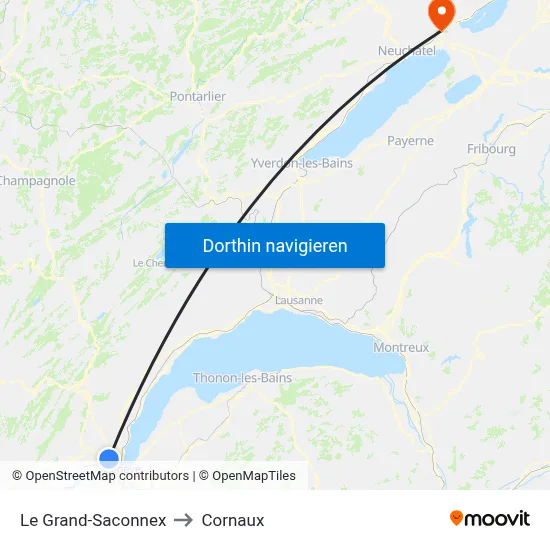 Le Grand-Saconnex to Cornaux map