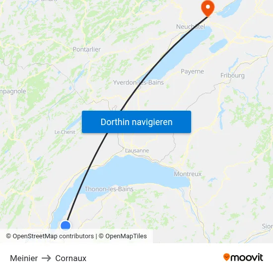 Meinier to Cornaux map