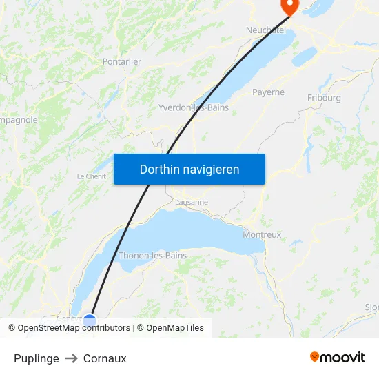 Puplinge to Cornaux map