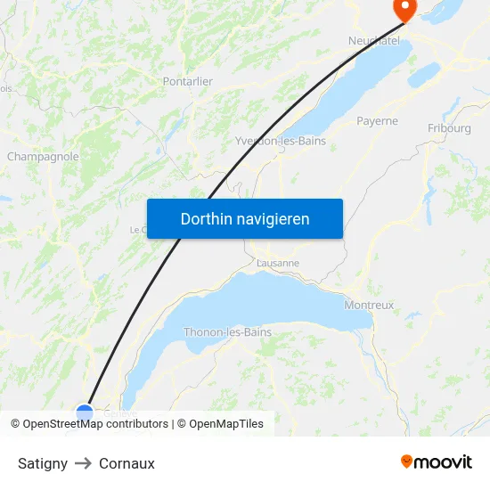 Satigny to Cornaux map
