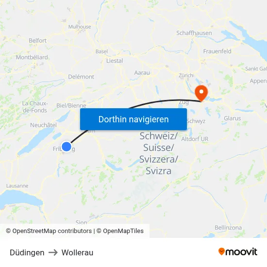Düdingen to Wollerau map