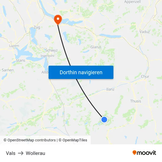 Vals to Wollerau map