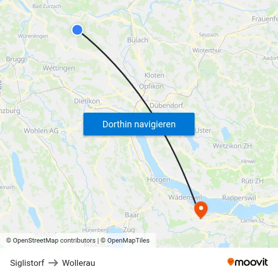 Siglistorf to Wollerau map