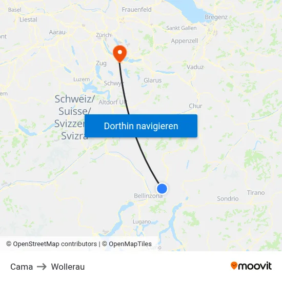 Cama to Wollerau map