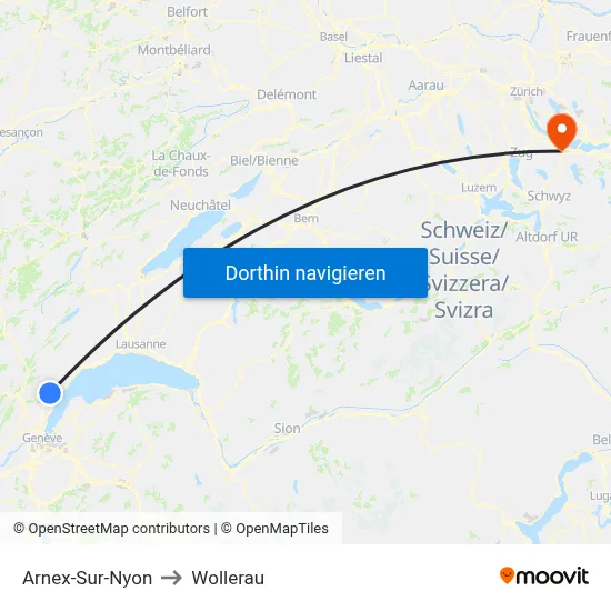 Arnex-Sur-Nyon to Wollerau map