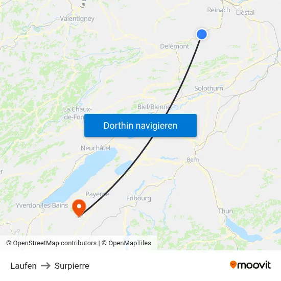 Laufen to Surpierre map