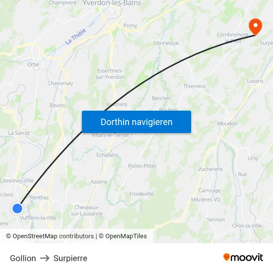 Gollion to Surpierre map