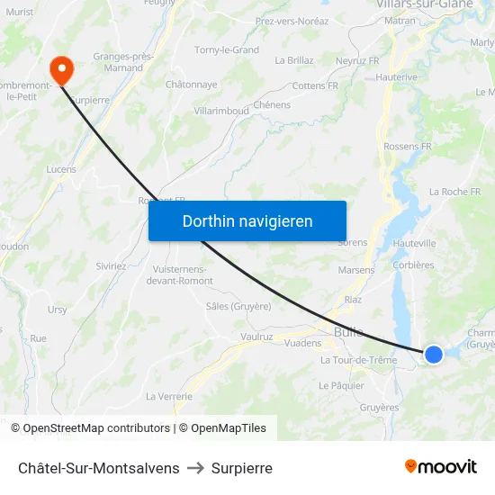 Châtel-Sur-Montsalvens to Surpierre map