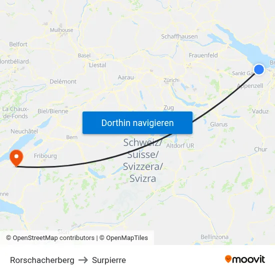 Rorschacherberg to Surpierre map