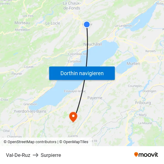 Val-De-Ruz to Surpierre map