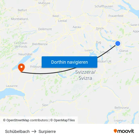 Schübelbach to Surpierre map