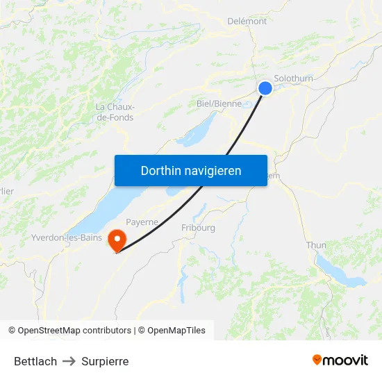 Bettlach to Surpierre map