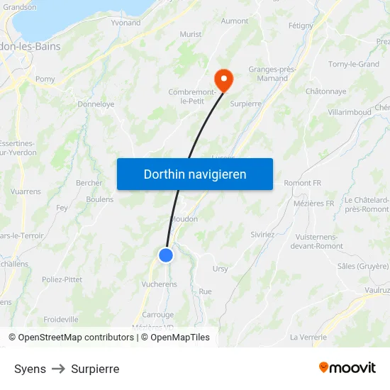 Syens to Surpierre map