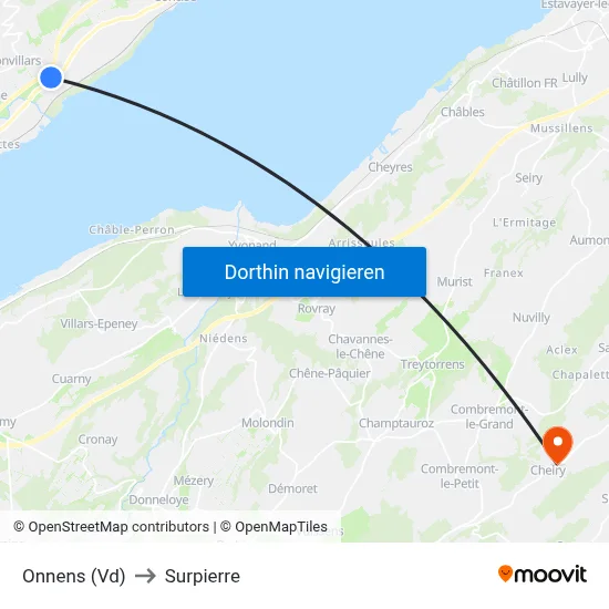 Onnens (Vd) to Surpierre map