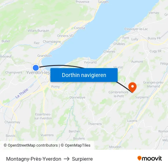 Montagny-Près-Yverdon to Surpierre map