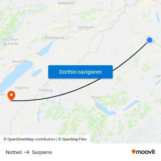 Nottwil to Surpierre map