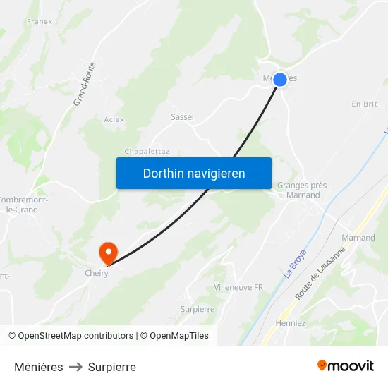 Ménières to Surpierre map
