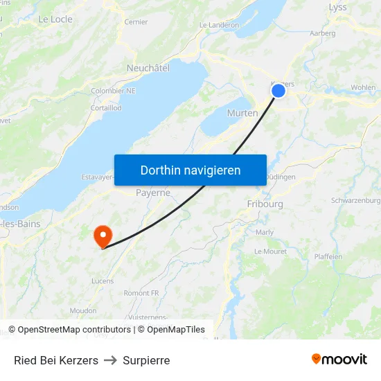 Ried Bei Kerzers to Surpierre map